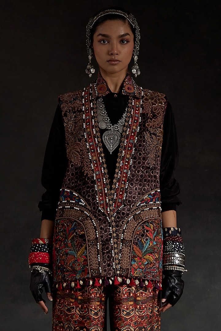 Multi-Colored Mushroom Twill Pant Set by ASEEM KAPOOR at Pernia's Pop Up Shop