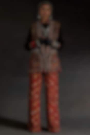 Multi-Colored Velvet Printed & Embroidered Jacket Set by ASEEM KAPOOR at Pernia's Pop Up Shop