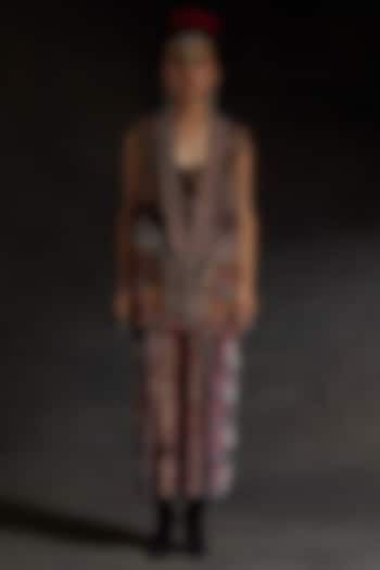 Multi-Colored Velvet Printed Maxi Party Wear Dress With Jacket by ASEEM KAPOOR at Pernia's Pop Up Shop