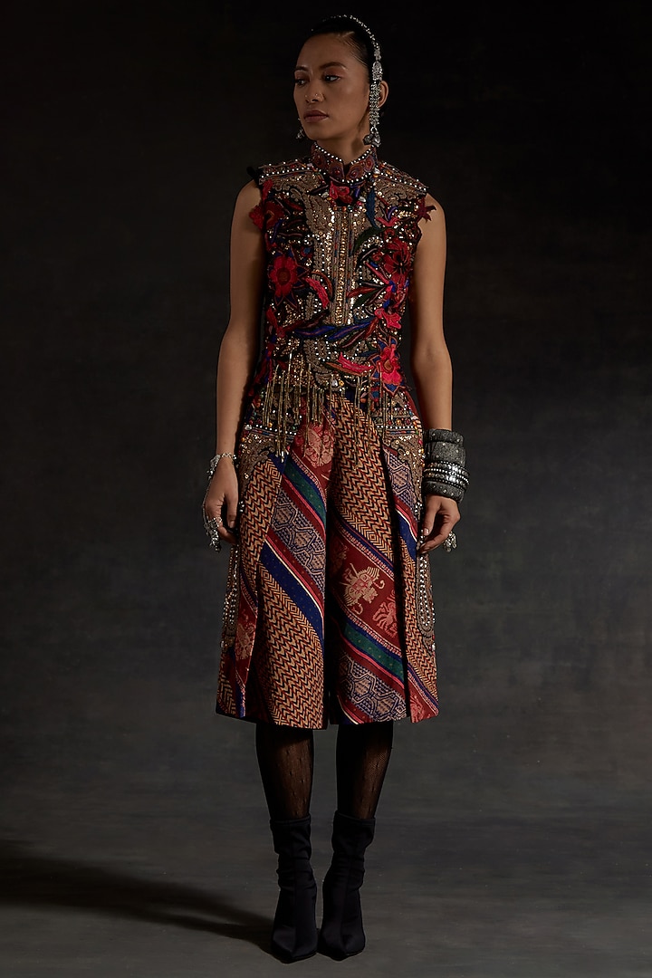 Multi-Colored Net & Mushroom Twill Printed Co-Ord Set by ASEEM KAPOOR at Pernia's Pop Up Shop