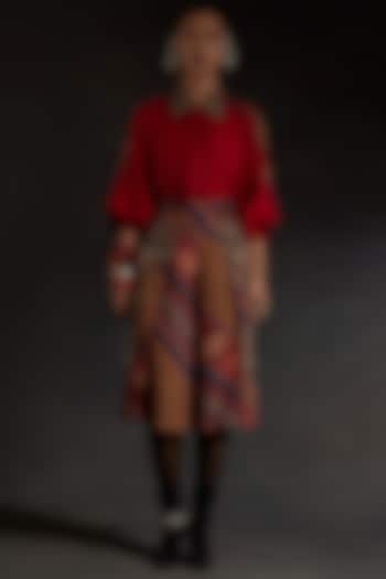 Multi-Colored Crushed Silk & Mushroom Twill Printed Co-Ord Set by ASEEM KAPOOR at Pernia's Pop Up Shop