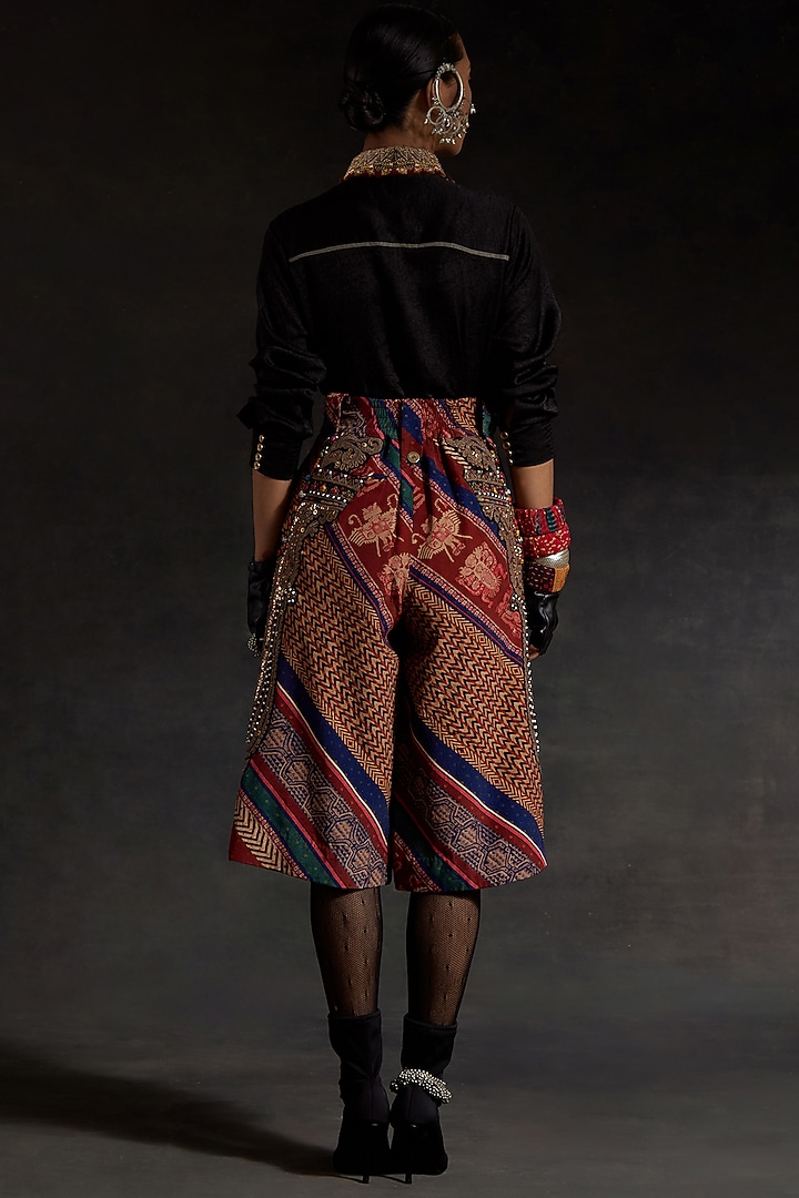 Multi-Colored Crushed Silk & Mushroom Twill Printed Co-Ord Set by ASEEM KAPOOR at Pernia's Pop Up Shop