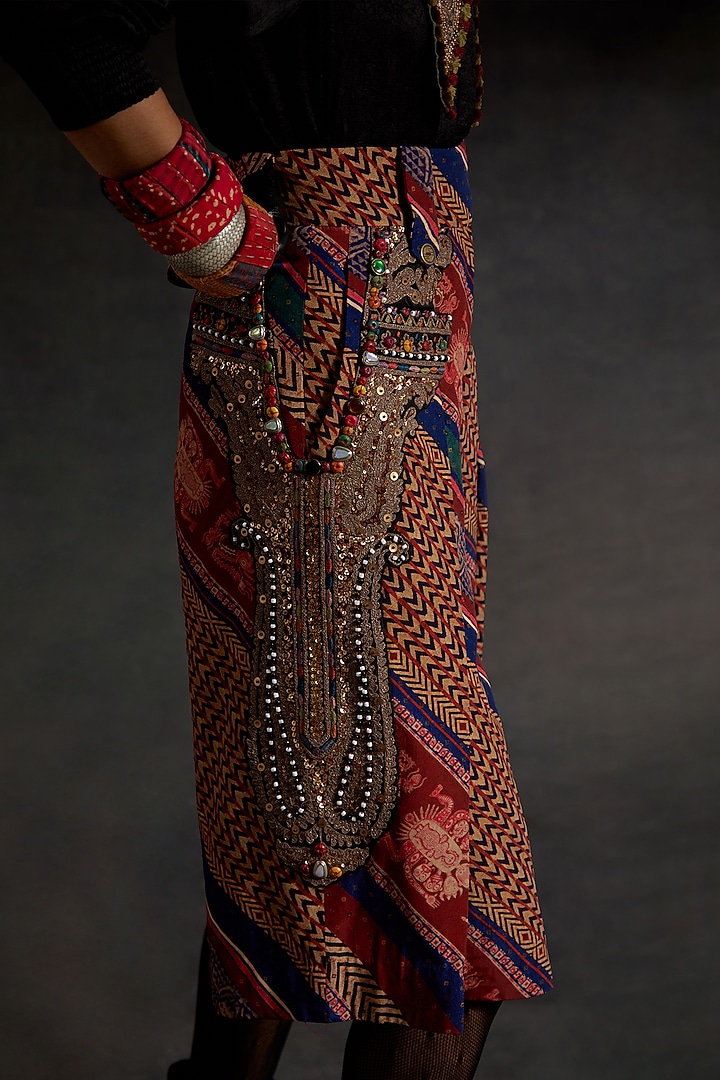 Multi-Colored Crushed Silk & Mushroom Twill Printed Co-Ord Set by ASEEM KAPOOR at Pernia's Pop Up Shop