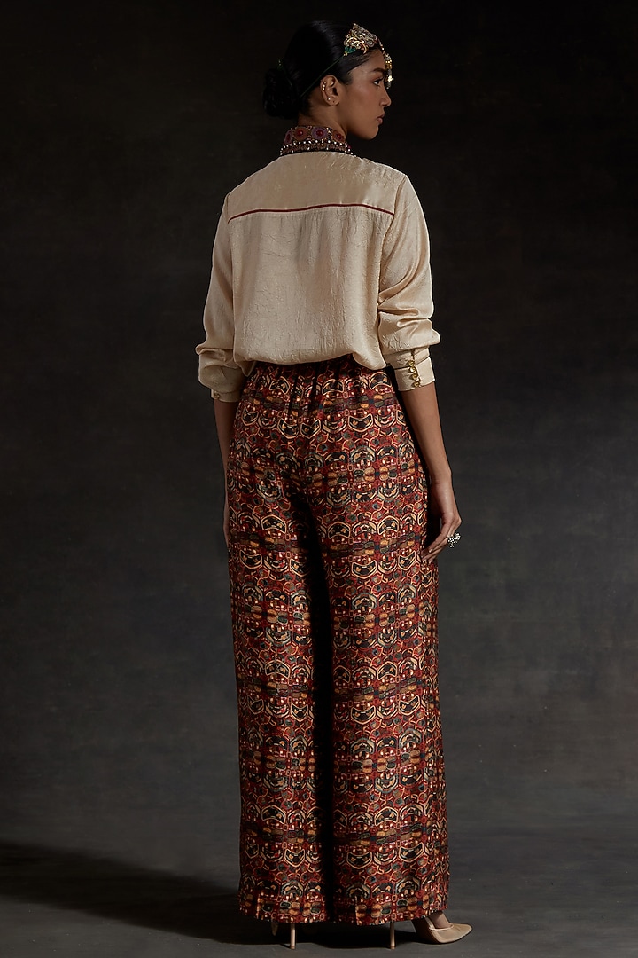 Ecru Beige Mushroom Twill Printed Textured Jacket Set by ASEEM KAPOOR at Pernia's Pop Up Shop