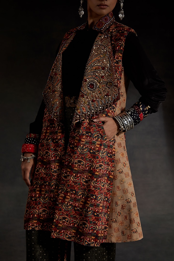 Multi-Colored Mushroom Twill Printed Jacket Set by ASEEM KAPOOR at Pernia's Pop Up Shop