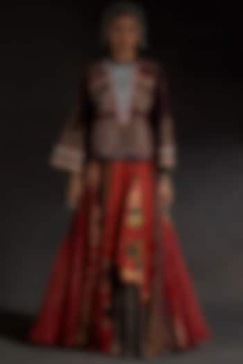 Multi-Colored Crush Silk Printed Jacket Set by ASEEM KAPOOR at Pernia's Pop Up Shop