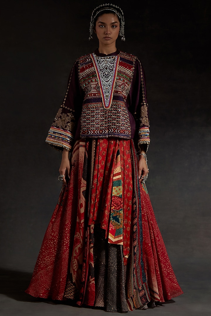 Multi-Colored Crush Silk Printed Jacket Set by ASEEM KAPOOR at Pernia's Pop Up Shop