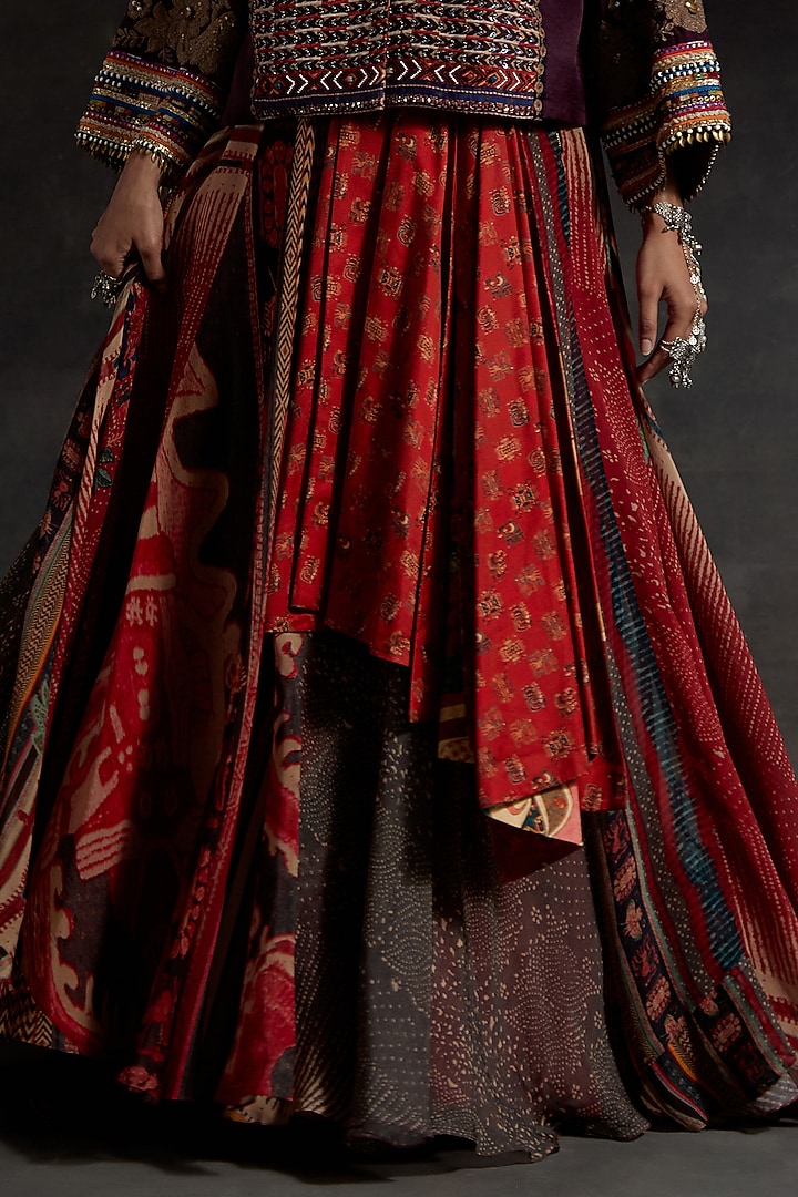 Multi-Colored Crush Silk Printed Jacket Set by ASEEM KAPOOR at Pernia's Pop Up Shop