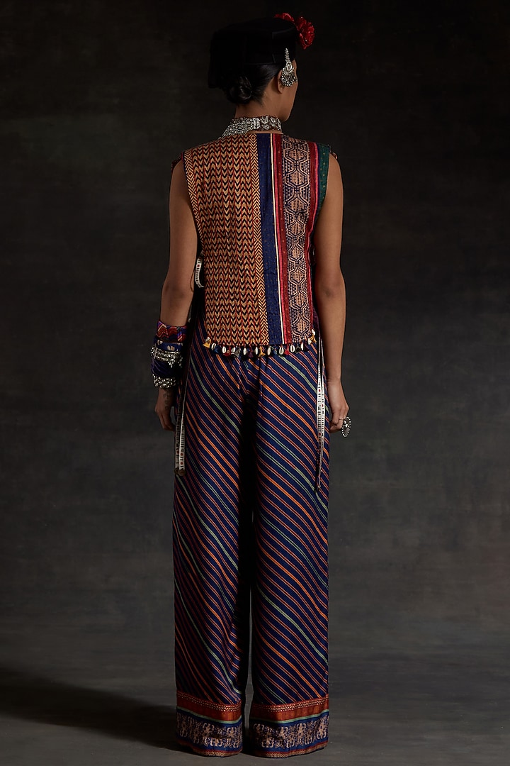 Multi-Colored Mushroom Twill Printed Gilet Set by ASEEM KAPOOR at Pernia's Pop Up Shop