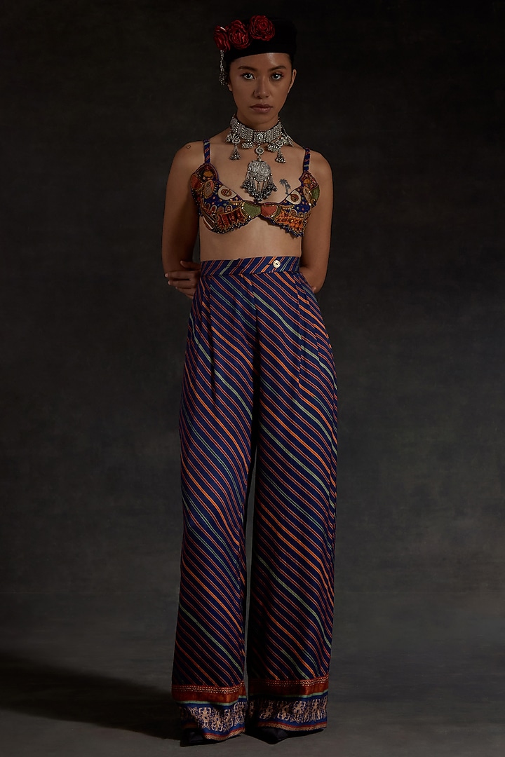 Multi-Colored Mushroom Twill Printed Gilet Set by ASEEM KAPOOR at Pernia's Pop Up Shop