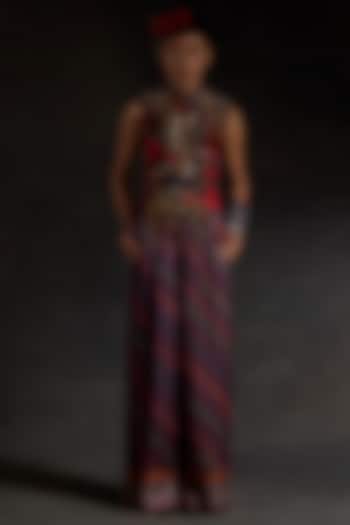 Multi-Colored Net Applique Embroidered Co-Ord Set by ASEEM KAPOOR at Pernia's Pop Up Shop