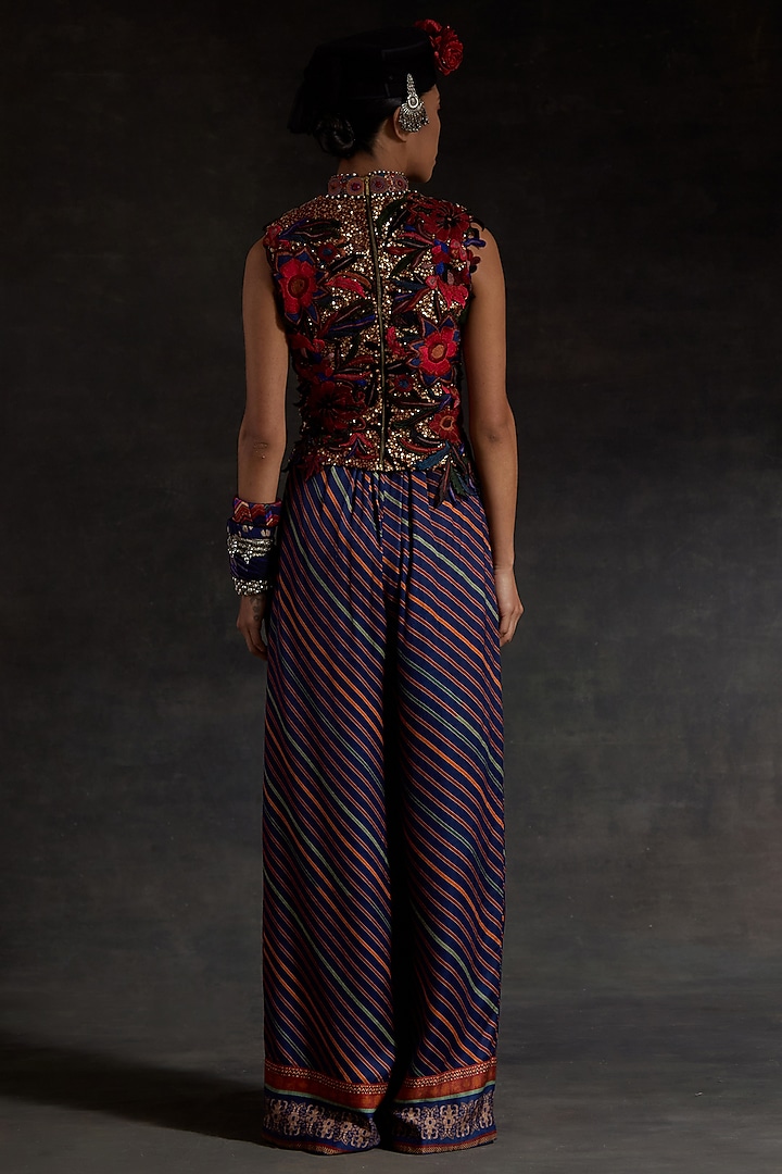 Multi-Colored Net Applique Embroidered Co-Ord Set by ASEEM KAPOOR at Pernia's Pop Up Shop