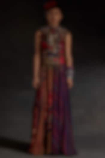 Multi-Colored Sheer Silk Printed Skirt Set by ASEEM KAPOOR at Pernia's Pop Up Shop