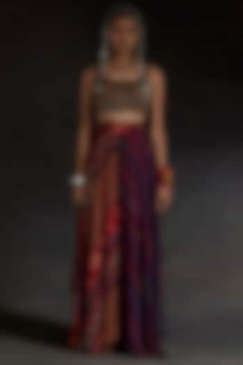 Multi-Colored Sheer Silk Printed Skirt Set by ASEEM KAPOOR at Pernia's Pop Up Shop
