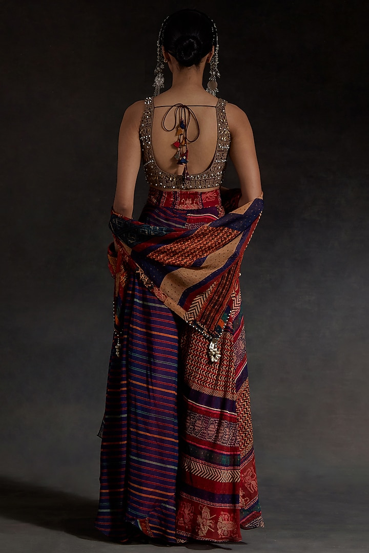 Multi-Colored Sheer Silk Printed Skirt Set by ASEEM KAPOOR at Pernia's Pop Up Shop
