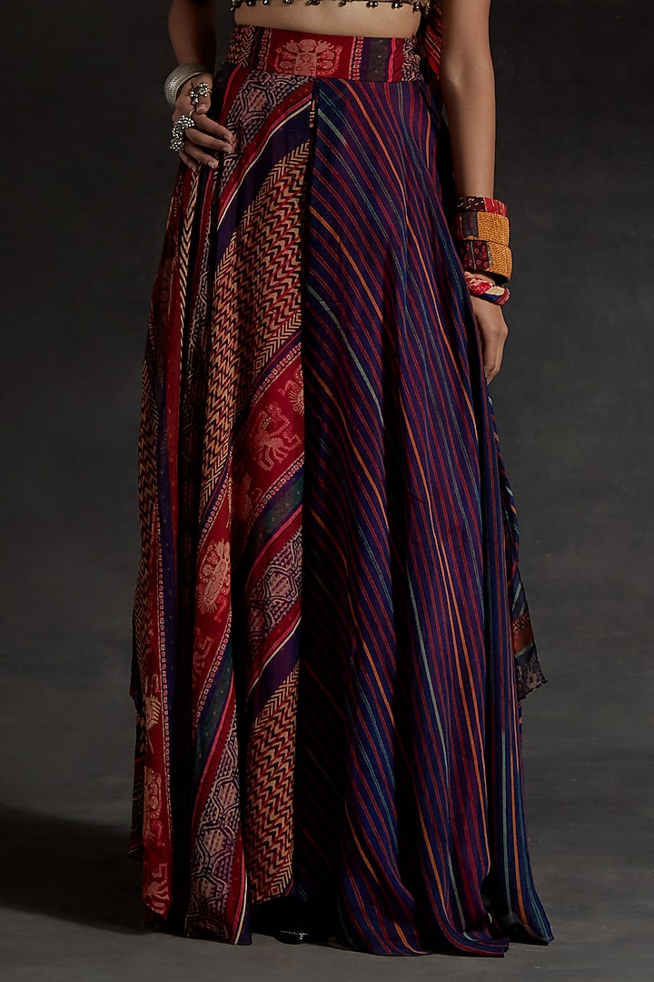 Multi-Colored Sheer Silk Printed Skirt Set by ASEEM KAPOOR at Pernia's Pop Up Shop
