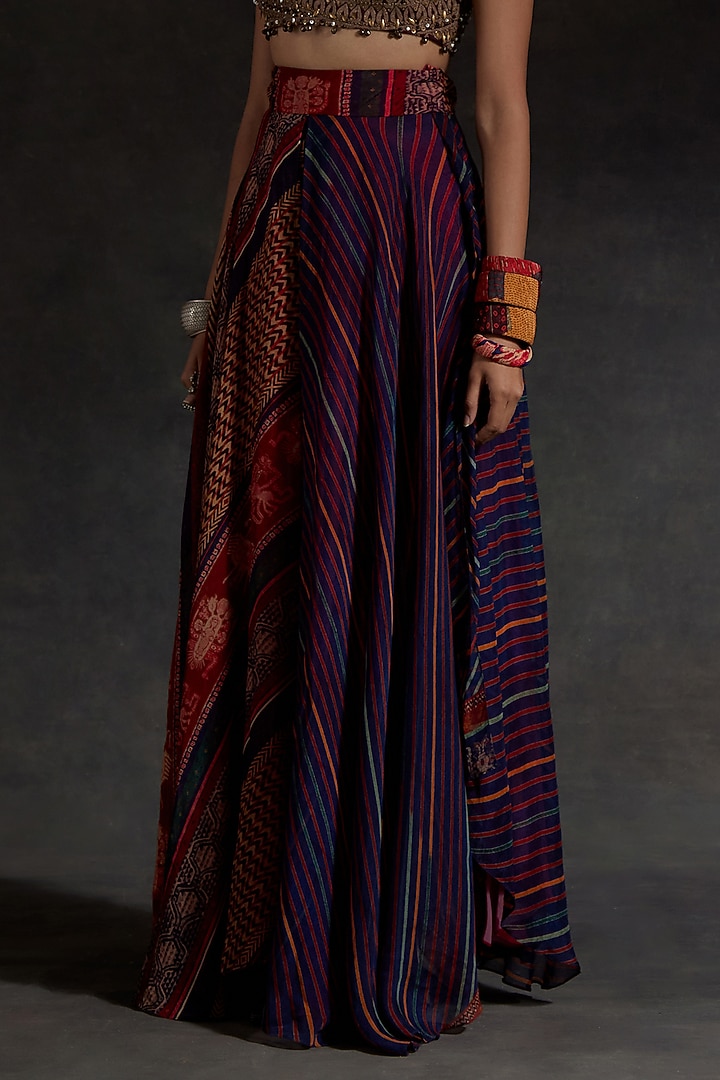 Multi-Colored Sheer Silk Printed Skirt Set by ASEEM KAPOOR at Pernia's Pop Up Shop