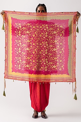 Red Violet Printed Scarf by ASEEM KAPOOR