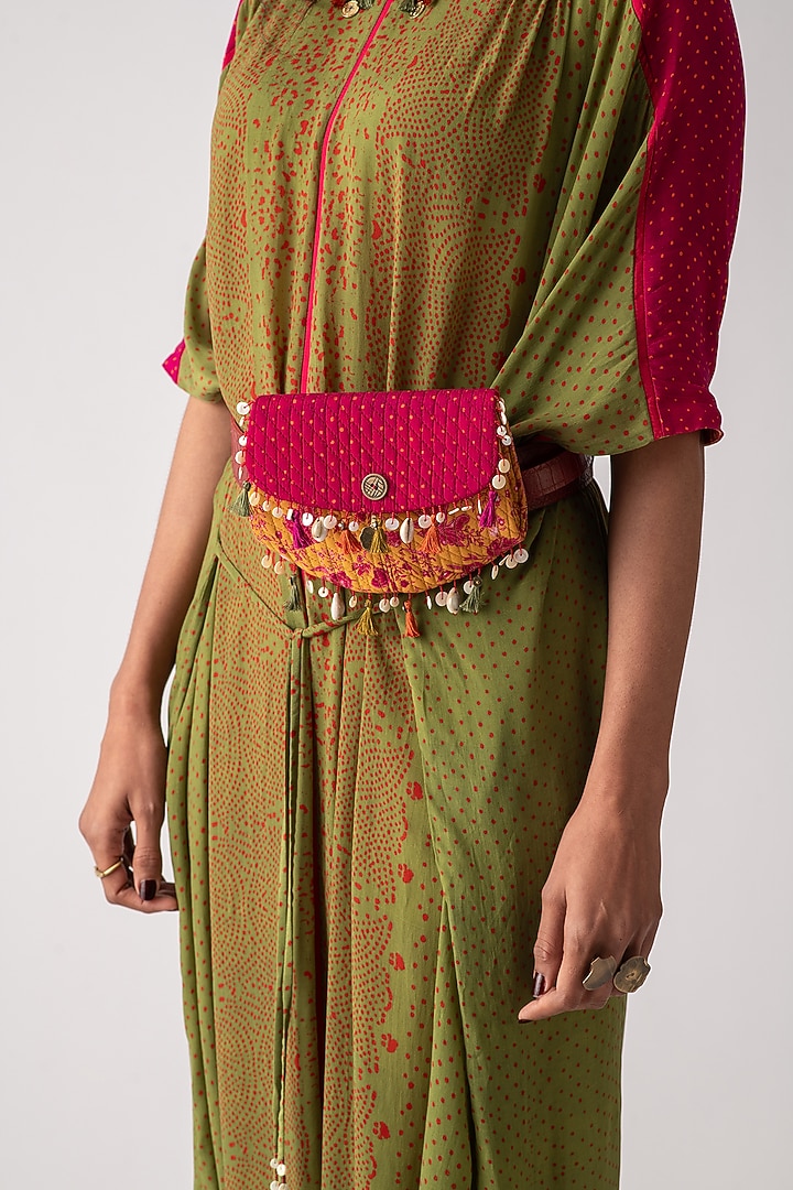 Yellow Topaz & Red Violet Fanny Bag by ASEEM KAPOOR at Pernia's Pop Up Shop