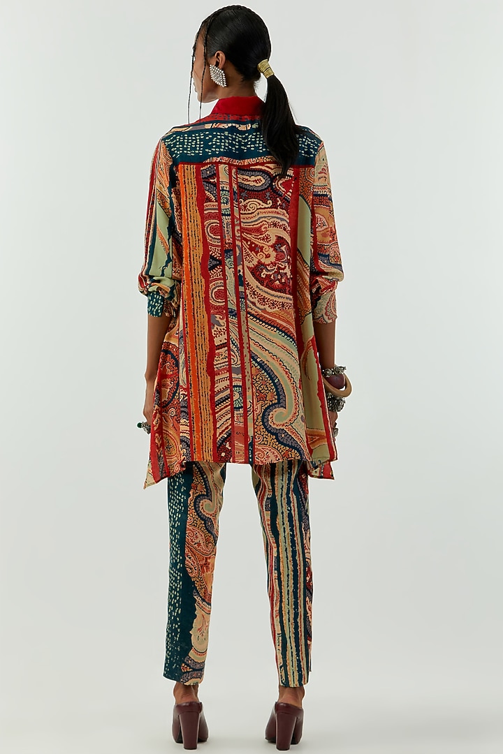 Multi-Colored Linen Satin Printed Pant Set by ASEEM KAPOOR at Pernia's Pop Up Shop