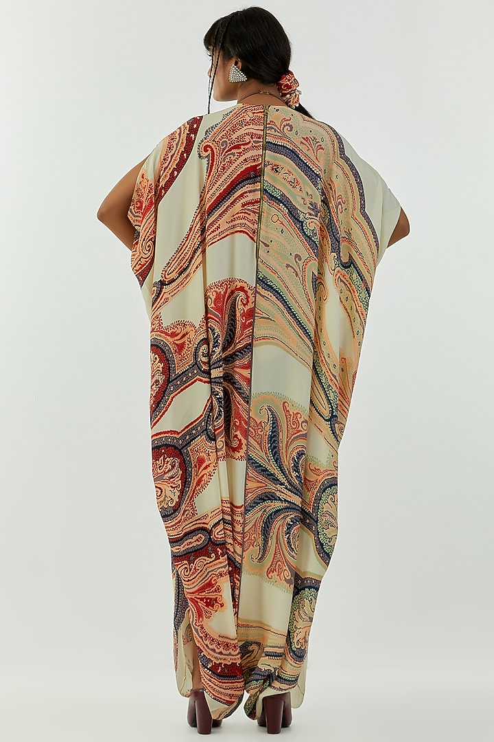 Multi-Colored Natural Crepe Printed Kaftan Jumpsuit by ASEEM KAPOOR at Pernia's Pop Up Shop