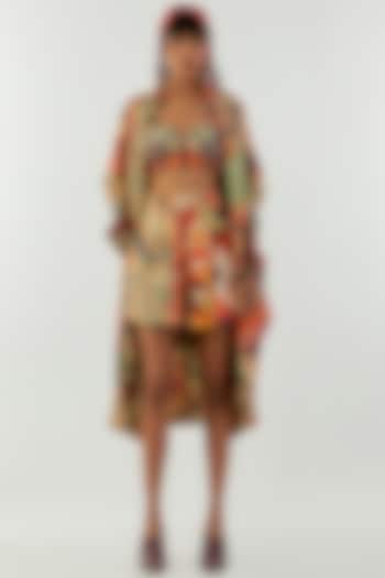 Multi-Colored Mushroom Twill Printed Trench Coat by ASEEM KAPOOR