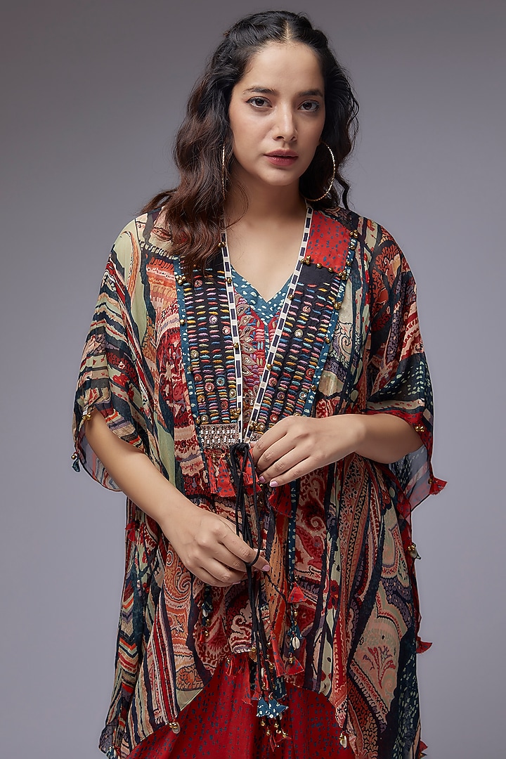 Red Natural Crepe Dhoti Set by ASEEM KAPOOR at Pernia's Pop Up Shop