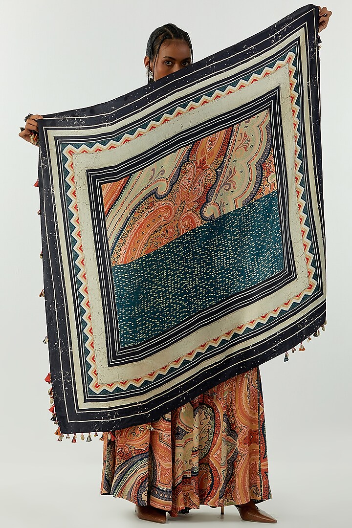 Multi-Colored Viscose Twill Printed Scarf  by ASEEM KAPOOR