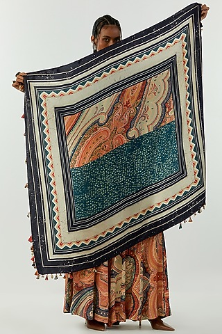 Multi-Colored Viscose Twill Printed Scarf  by ASEEM KAPOOR