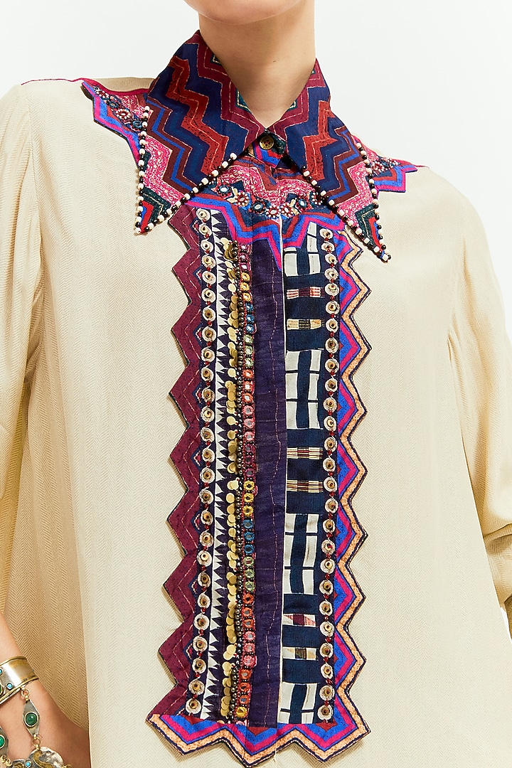 White Natural Crepe Printed Co-Ord Set by ASEEM KAPOOR at Pernia's Pop Up Shop