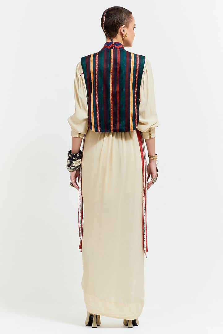 White Natural Crepe Pleated Skirt Set by ASEEM KAPOOR at Pernia's Pop Up Shop