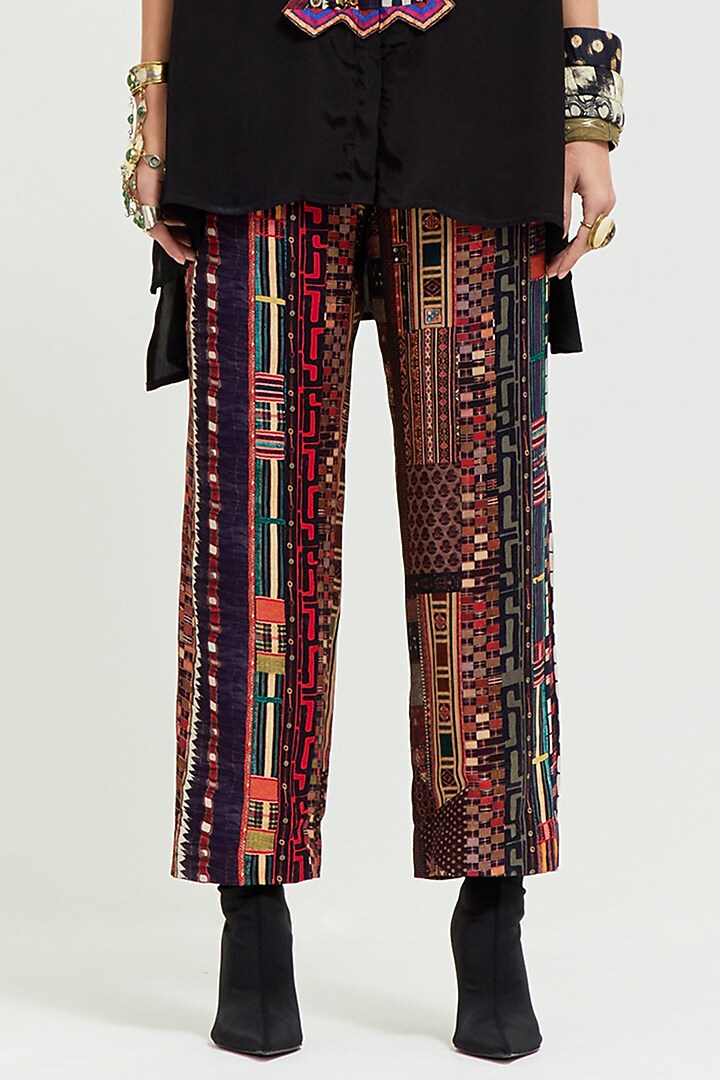 Black Slub Satin Printed Co-Ord Set by ASEEM KAPOOR at Pernia's Pop Up Shop