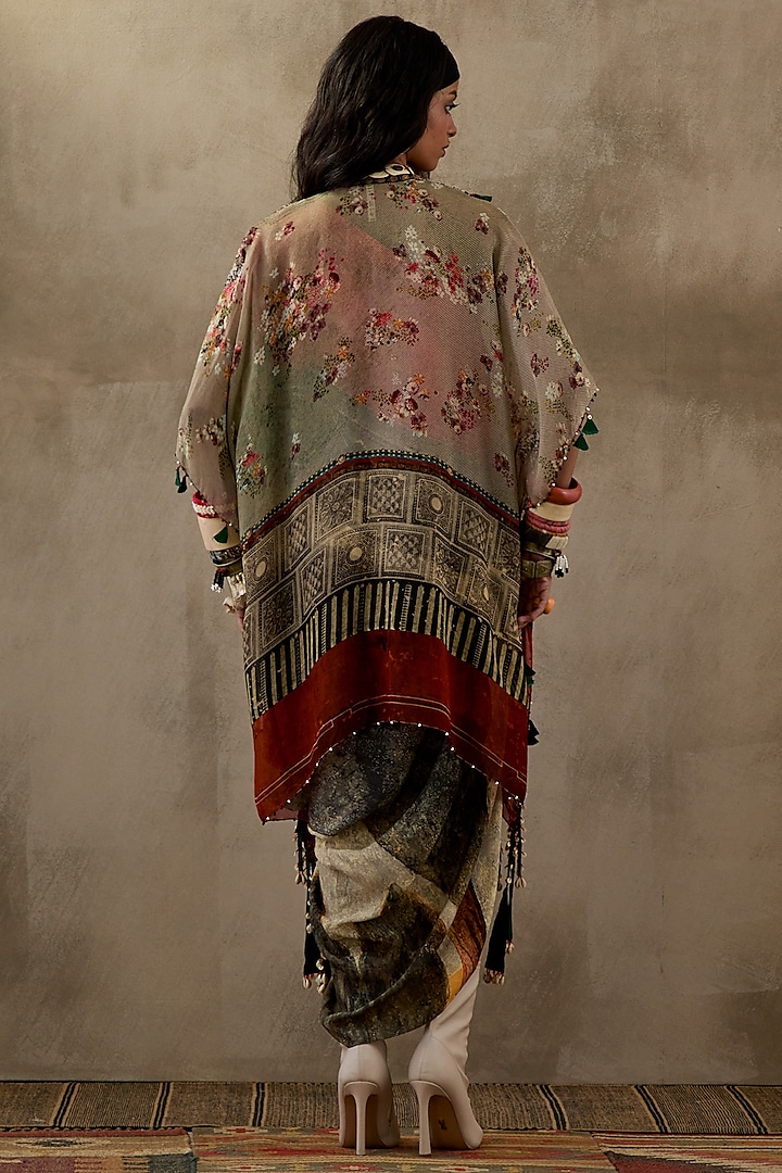 Multi-Colored Natural Crepe Printed & Embroidered Jacket Party Wear Dress by ASEEM KAPOOR at Pernia's Pop Up Shop