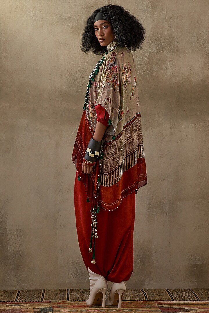 Sindoor Red Crushed Silk Jacket Kurta Set by ASEEM KAPOOR at Pernia's Pop Up Shop