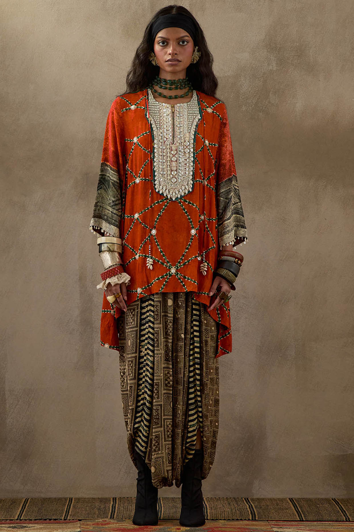 Multi-Colored Natural Crepe Printed Kurta Set by ASEEM KAPOOR at Pernia's Pop Up Shop