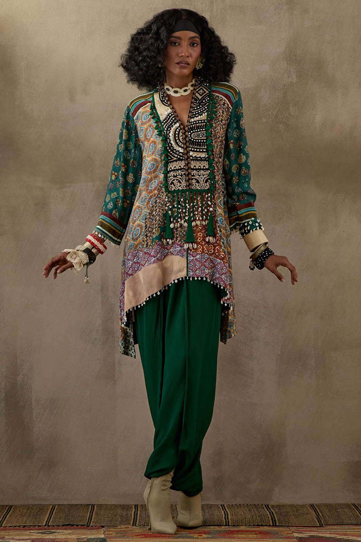 Multi-Colored Natural Crepe Printed Kurta Set by ASEEM KAPOOR at Pernia's Pop Up Shop