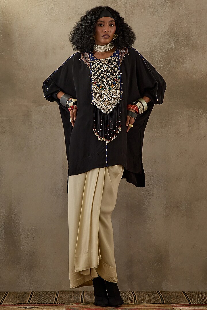 Mogra White Natural Crepe Draped Skirt Set by ASEEM KAPOOR at Pernia's Pop Up Shop