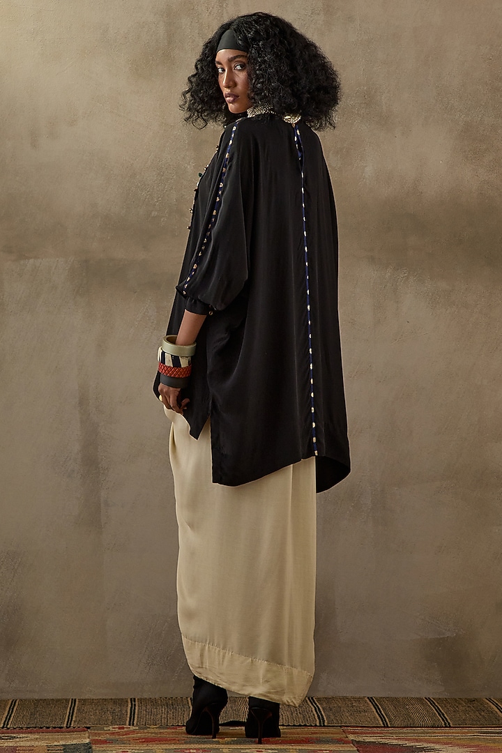 Mogra White Natural Crepe Draped Skirt Set by ASEEM KAPOOR at Pernia's Pop Up Shop