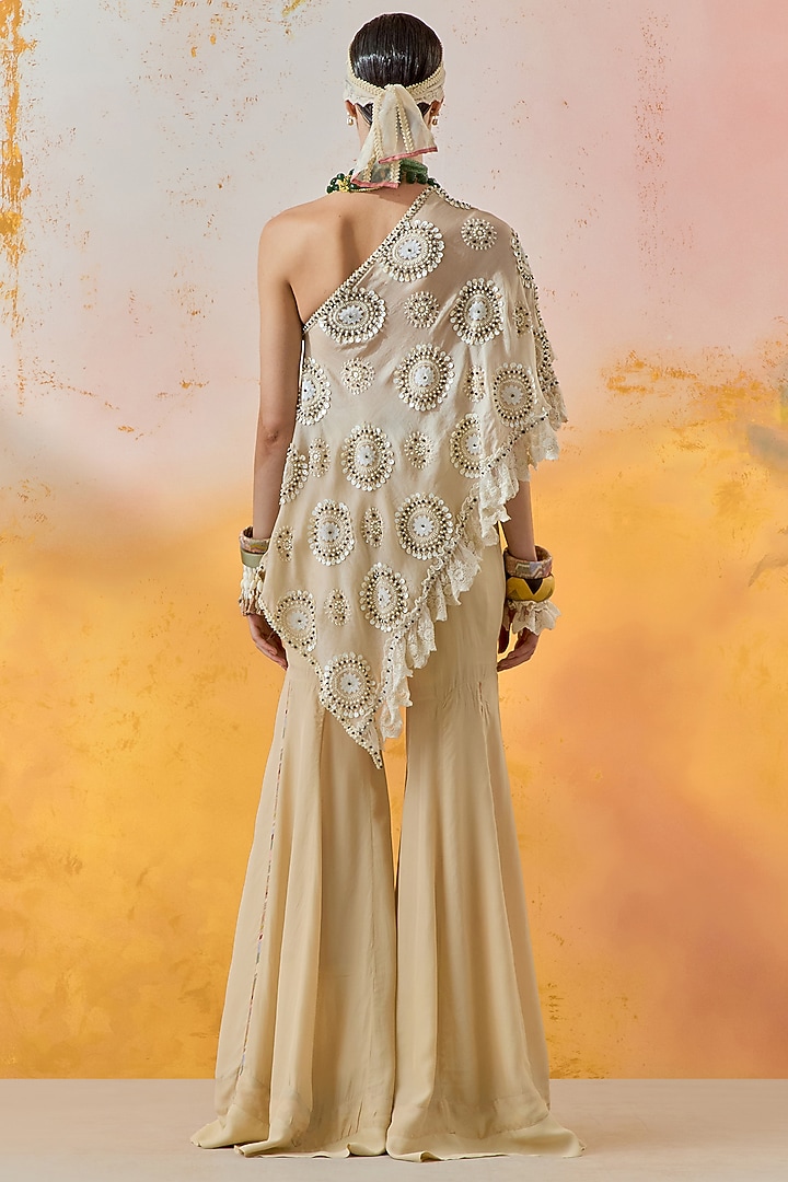 Ivory Natural Crepe Wedding Sharara Set by ASEEM KAPOOR at Pernia's Pop Up Shop