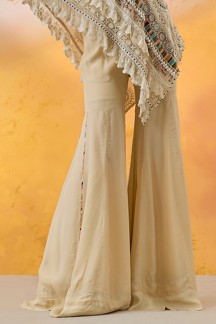 Ivory Natural Crepe Wedding Sharara Set by ASEEM KAPOOR at Pernia's Pop Up Shop