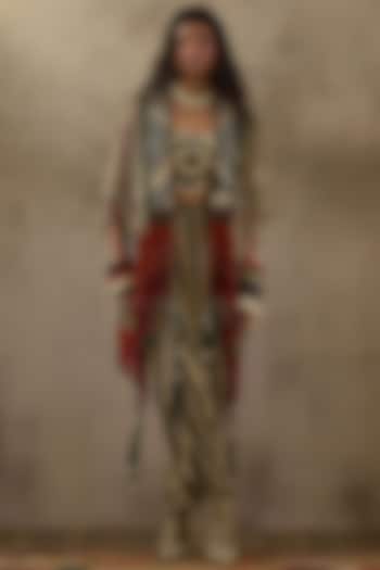 Black & White Sheer Silk Printed & Embroidered Jacket Set by ASEEM KAPOOR at Pernia's Pop Up Shop