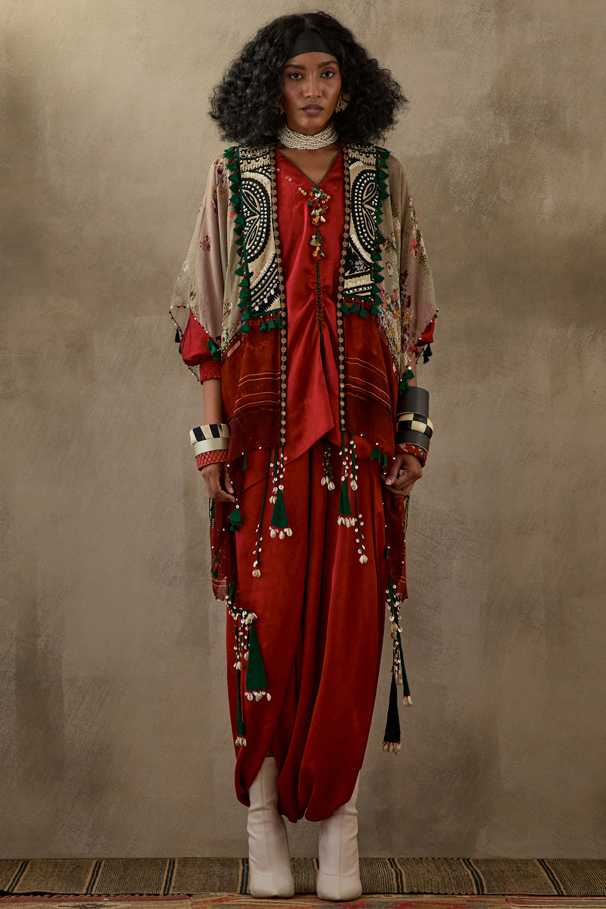 Multi-Colored Sheer Silk Embroidered & Printed Jacket by ASEEM KAPOOR at Pernia's Pop Up Shop
