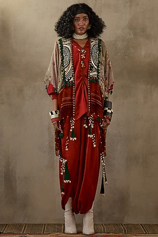 Multi-Colored Sheer Silk Embroidered & Printed Jacket by ASEEM KAPOOR