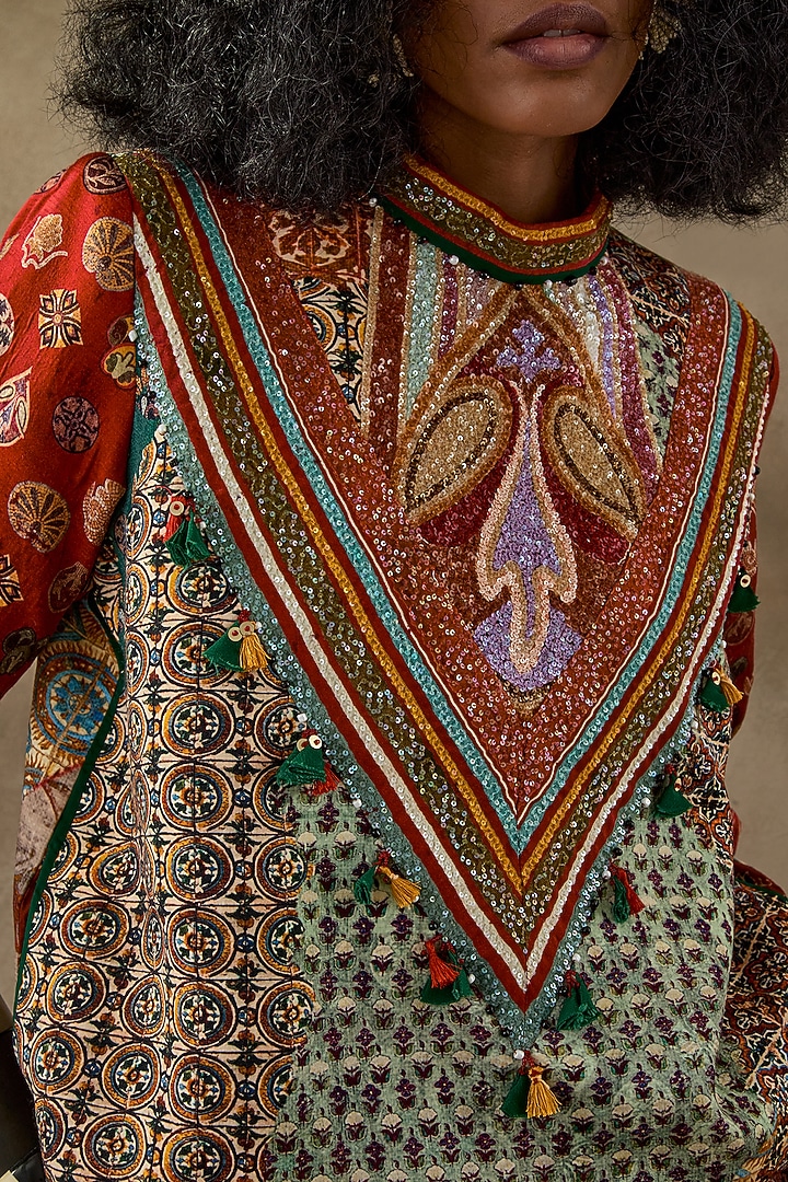Multi-Colored Mushroom Twill & Slub Satin Printed Sweatshirt by ASEEM KAPOOR at Pernia's Pop Up Shop