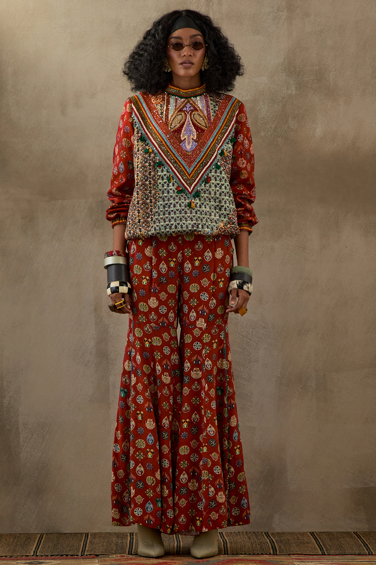 Multi-Colored Italian Crepe Printed Sharara Set by ASEEM KAPOOR at Pernia's Pop Up Shop