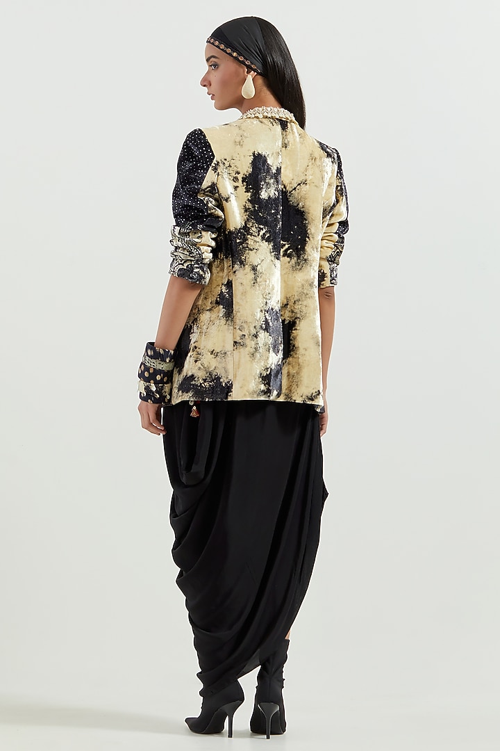 Surmai & Mogra Velvet Embroidered Double Breasted Jacket by ASEEM KAPOOR at Pernia's Pop Up Shop