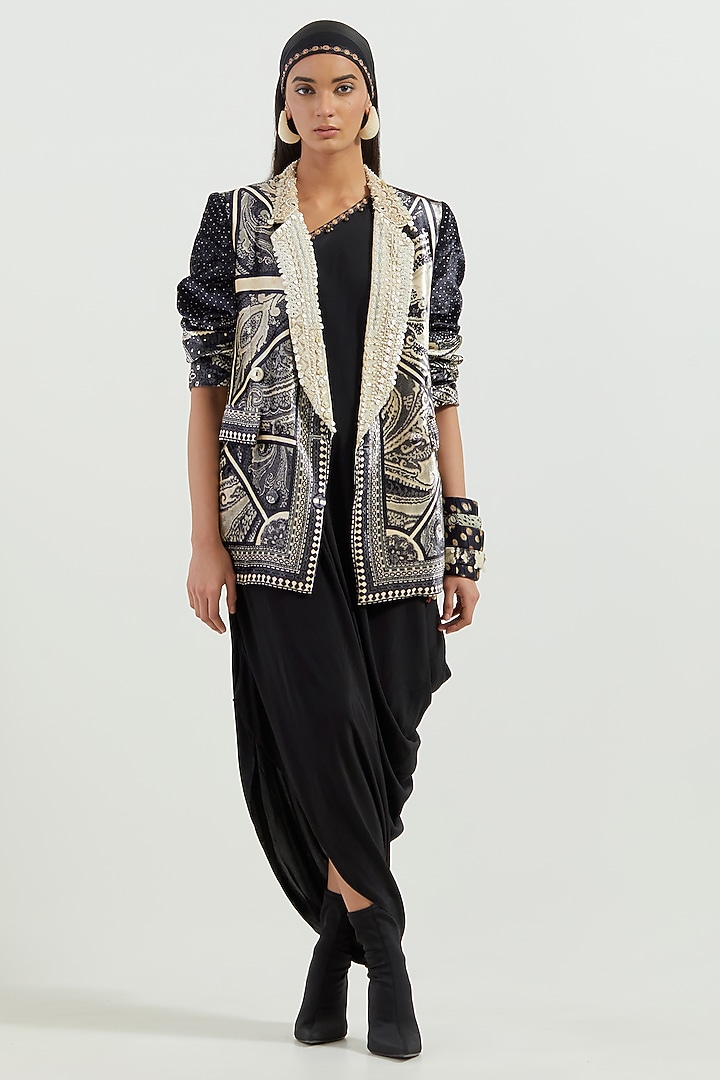 Surmai Velvet & Crepe Embroidered Jacket Party Wear Dress by ASEEM KAPOOR at Pernia's Pop Up Shop