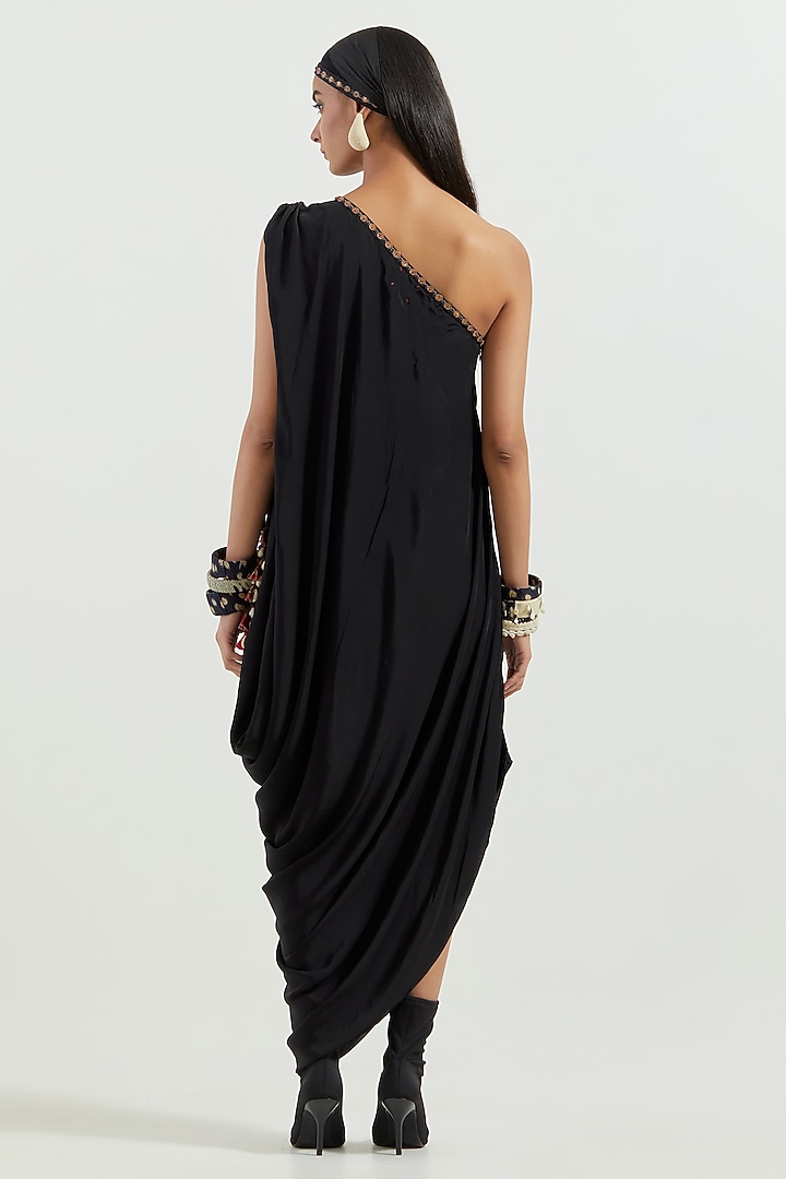Surmai Crepe Tasselled Draped Vacation Dress by ASEEM KAPOOR at Pernia's Pop Up Shop