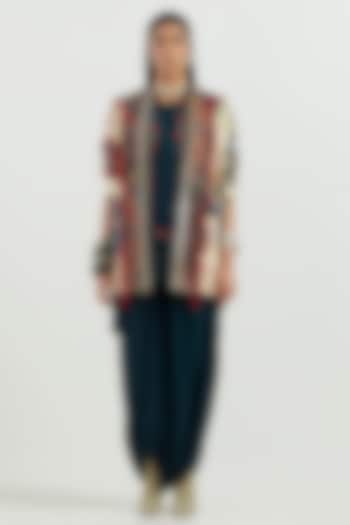 Multi-Colored Velvet Embroidered Open Structured Jacket by ASEEM KAPOOR at Pernia's Pop Up Shop