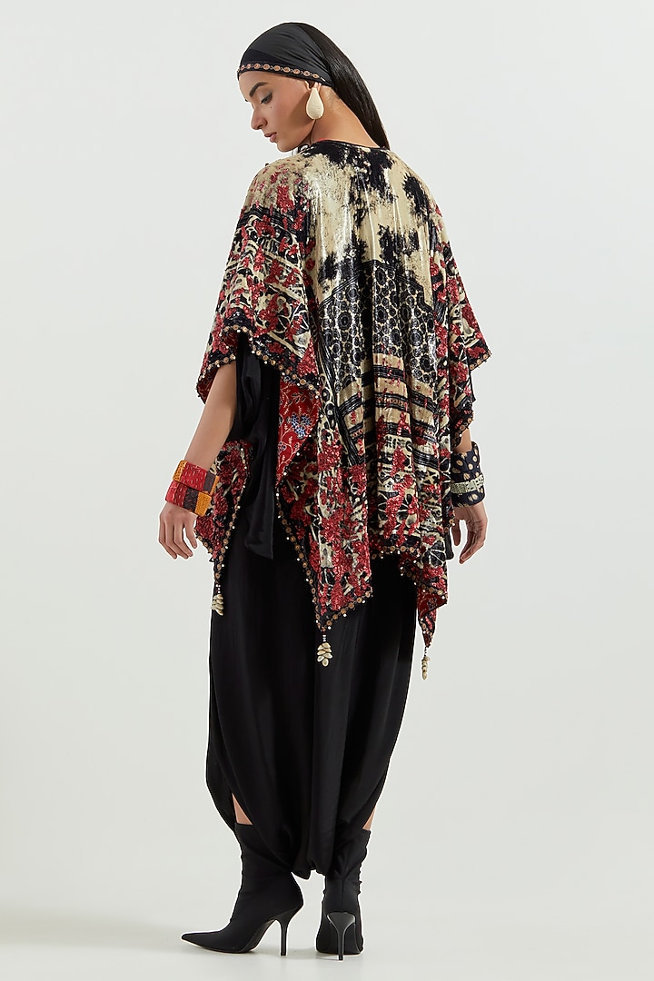 Multi-Colored Velvet & Crepe Embroidered Jacket Set by ASEEM KAPOOR at Pernia's Pop Up Shop